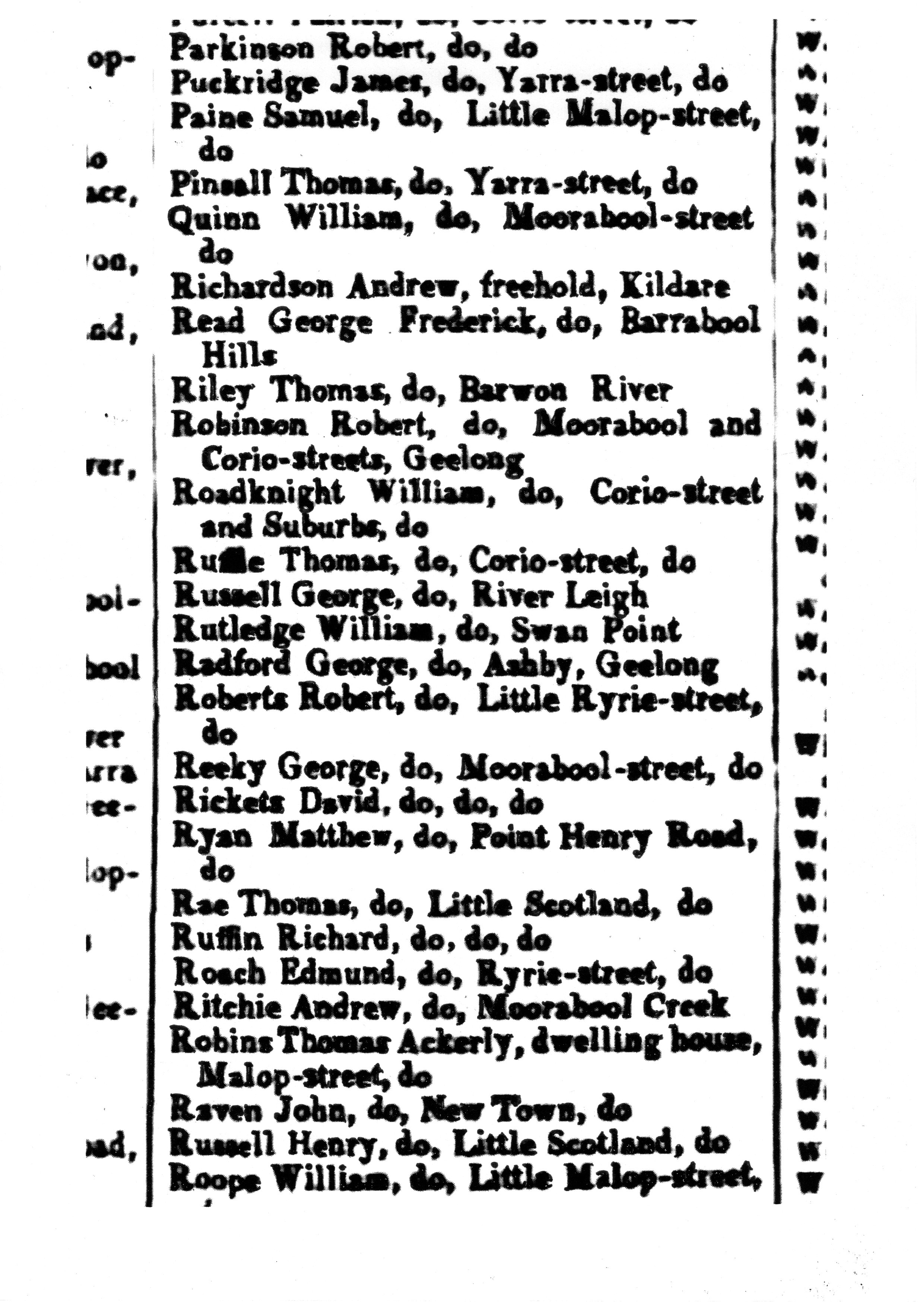 [1850 Electoral Roll of Geelong]